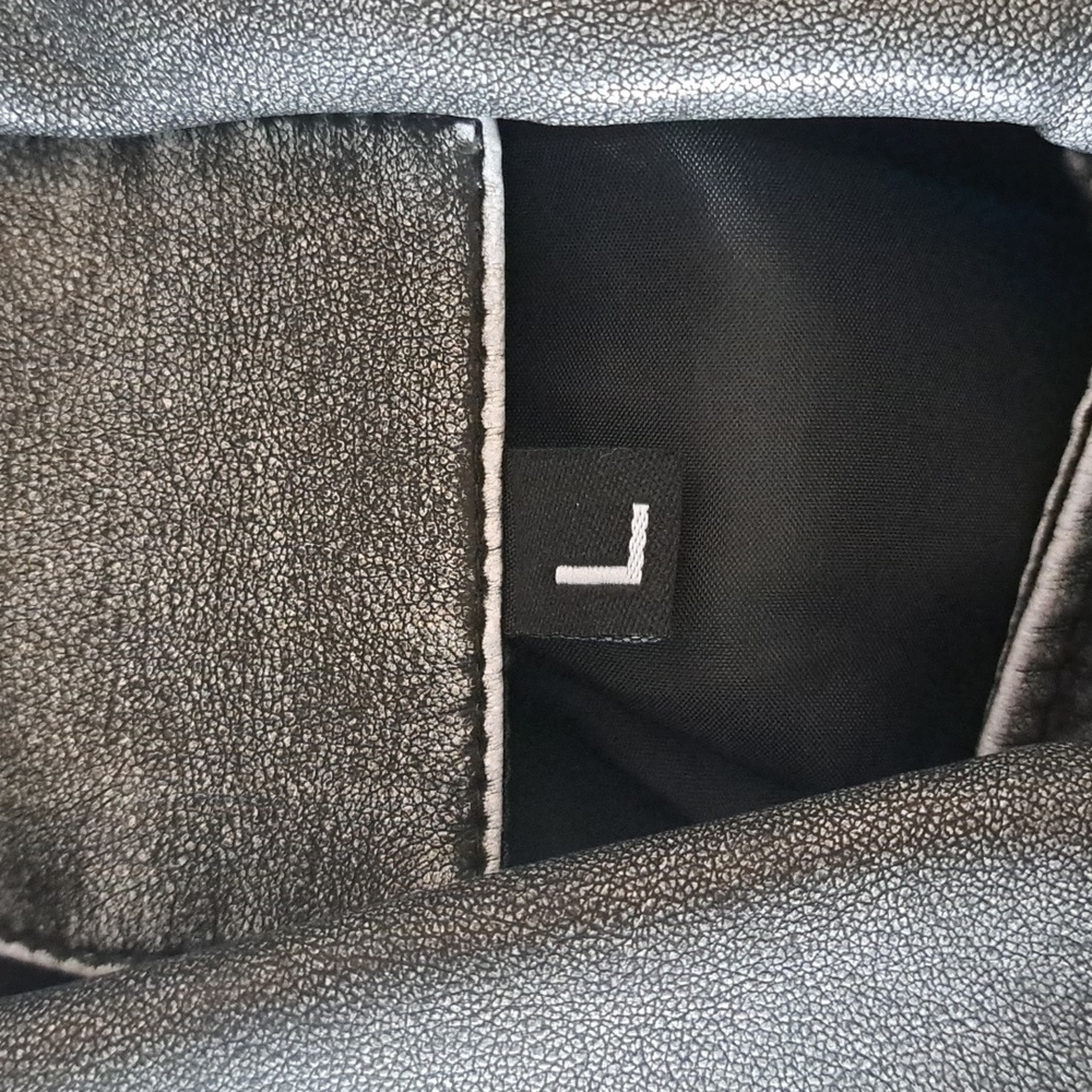 LARGE.   SHEIN FAUX DISTRESSED LEATHER BELTED JACKET - Picture 10 of 11